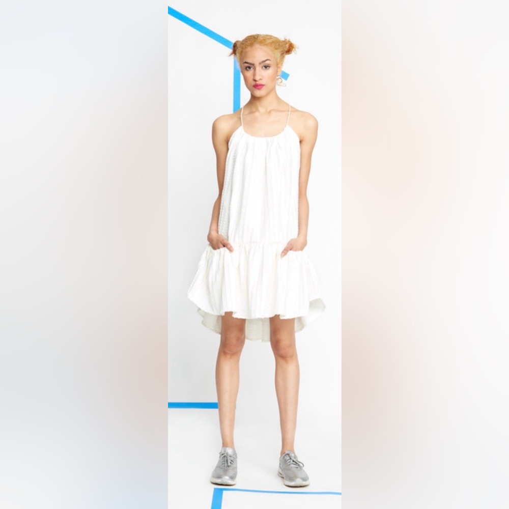 White Textured Halter Mini Dress